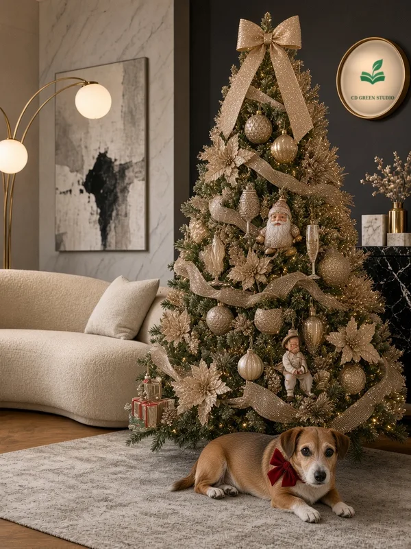 Champagne Glow tree in a contemporary house, CD Green Studio