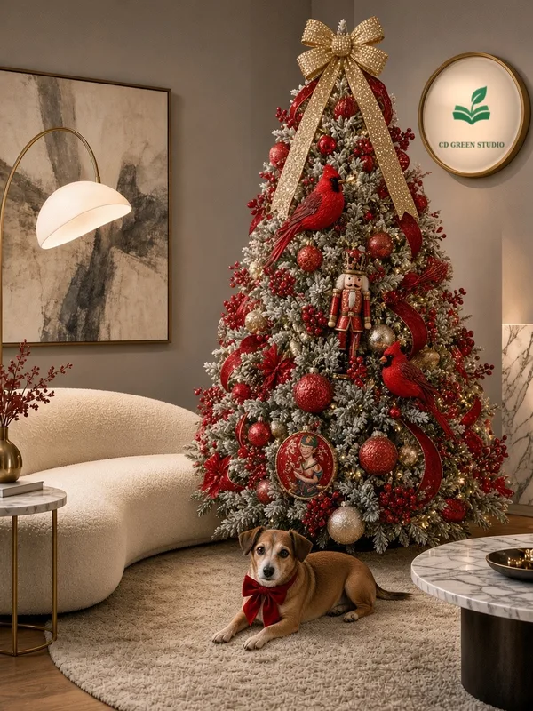 Classic Red tree in a contemporary house, CD Green Studio