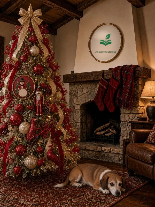 Classic Red tree in a cozy house, CD Green Studio