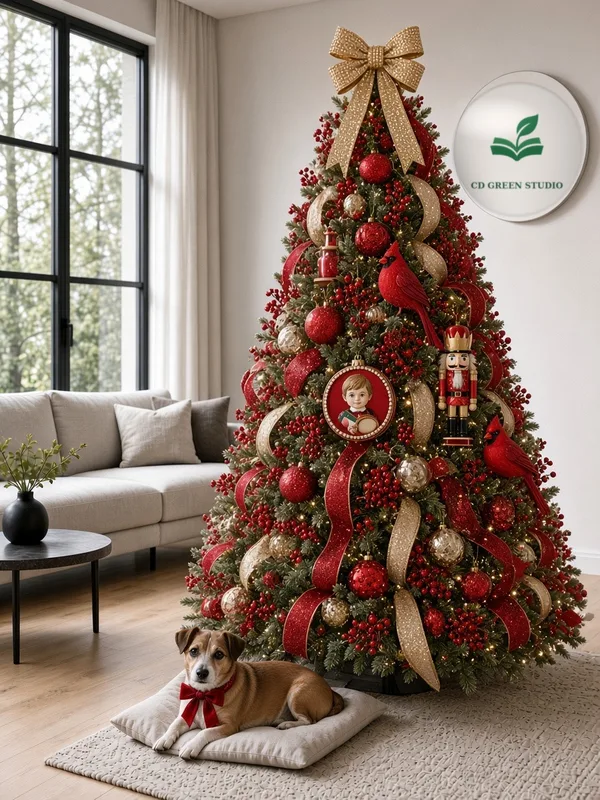 Classic Red tree in a modern house, CD Green Studio