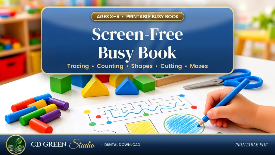 Screen-Free Busy Book for Ages 3–6: Preschool Activity Pages cover