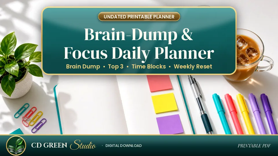 Brain-Dump & Focus Daily Planner (Undated) cover