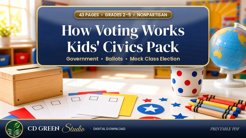 How Voting Works: Kids' Civics Pack + Mock Election (Grades 2–5) cover