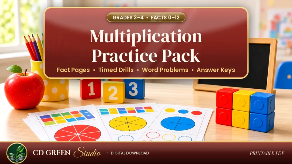 Multiplication Practice Pack (Facts 0–12) – Grades 3–4 cover