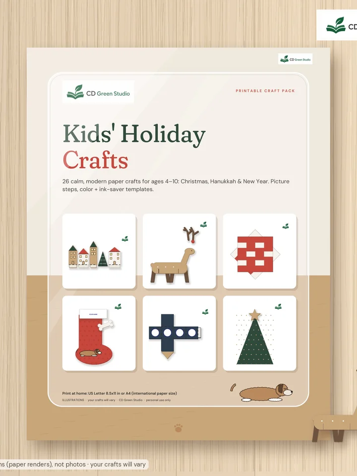 Kids' Holiday Crafts: 26 Modern Paper Crafts for Ages 4–10 cover