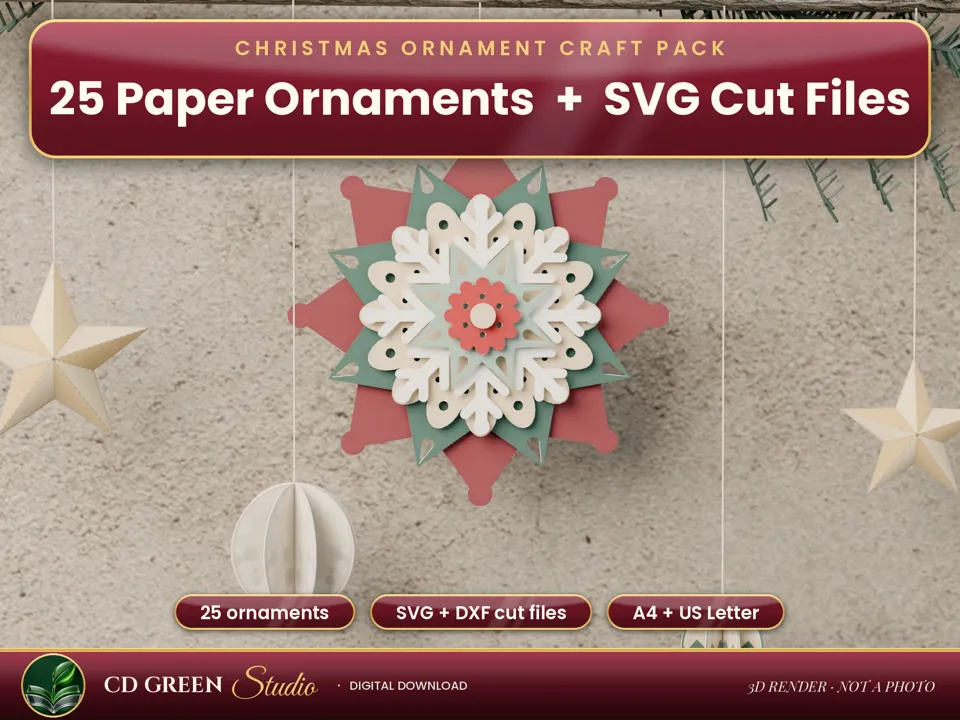 Paper Christmas Ornaments & 3D Stars cover