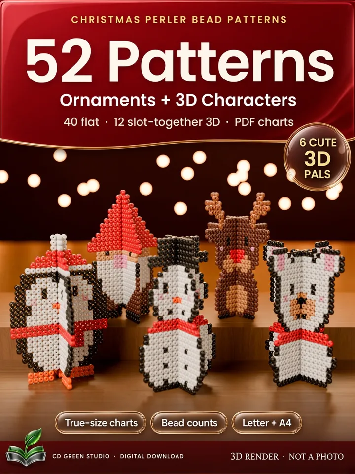 Pixel Noël: 52 Christmas Perler Bead Patterns cover