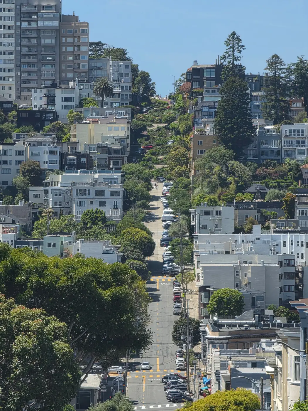 View down a San Francisco hillside street